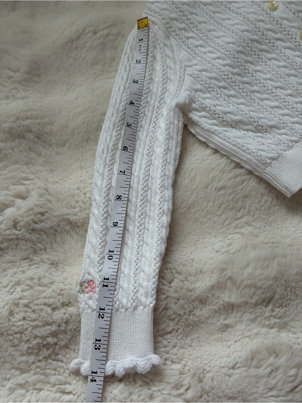 Polo Ralph Lauren Soft White Cable-Knit Cropped Cardigan - 3 - Picture 7 of 9
